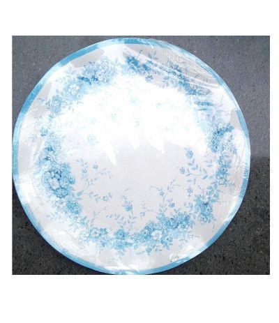 piatti azzurri con fiori 27 cm- 10 pezzi