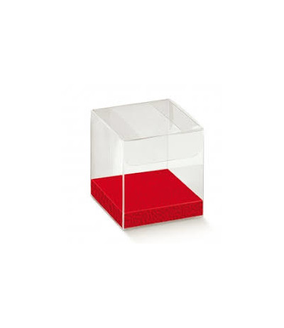 20 scatole trasparenti con fondo rosso >> Dolci e Decori