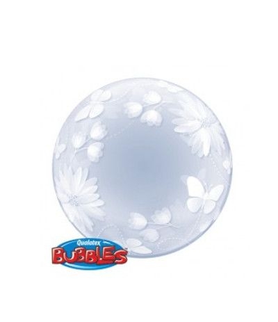 palloncino bubble fiori e farfalle- 51 cm