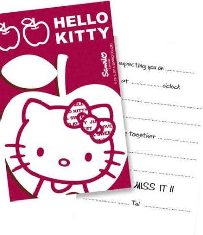 bigliettini invito hello kitty- 6 pezzi