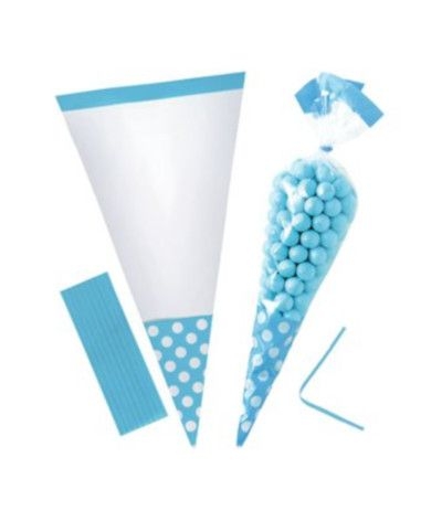 cono sacchetto pois azzurro- 10 pezzi