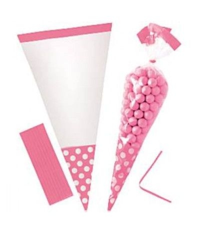 cono sacchetto pois rosa 10 pezzi