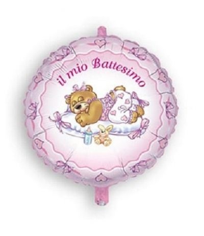 palloncino mylar il mio battesimo rosa- 45 cm