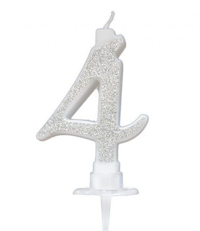 candelina glitterata argento 4- 7 cm