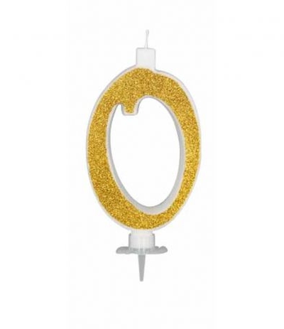 candelina glitterata oro grande 0- 11 cm