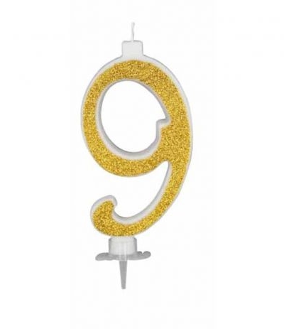 candelina glitterata oro grande 9- 11 cm