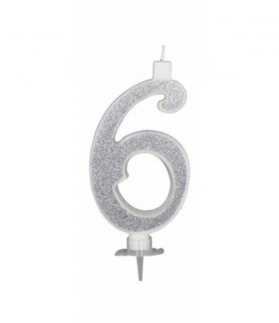 candelina glitterata argento grande 6- 11 cm