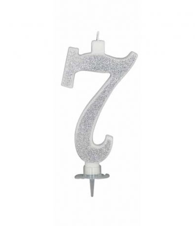 candelina glitterata argento grande 7- 11 cm