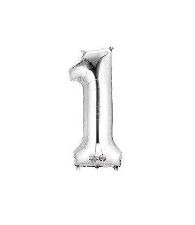 palloncino mylar n.1 argento- 40 cm