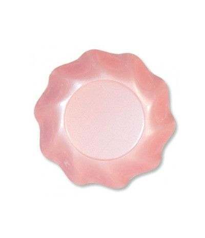 piatti coppette rosa perlato cartone- 10 pezzi