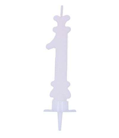 candelina numero 1 bianca- 8,5 cm