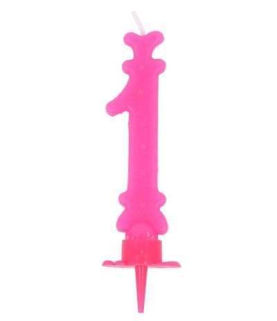 candelina numero 1 rosa- 8,5 cm
