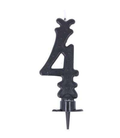 candelina numero 4 nera- 8,5 cm