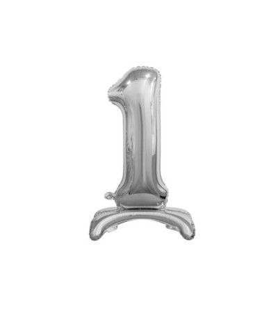 pallone mylar argento con base- num 1