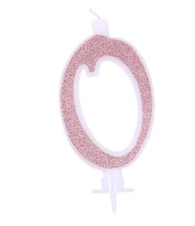 candeline glitterate grandi rosa gold 0- num 0