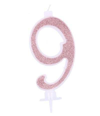 candeline glitterate grandi rosa gold 9