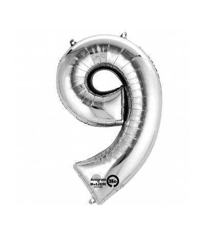 palloncino mylar cm 40 argento- num 9
