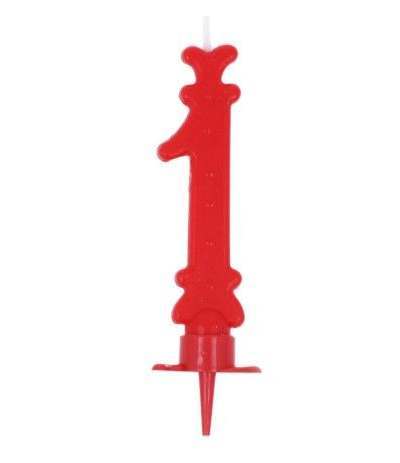 candelina rossa numero 1-8,5cm