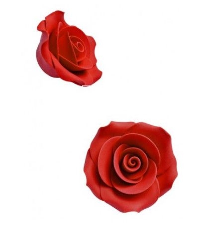 rosa rossa di zucchero piccola- 3 cm