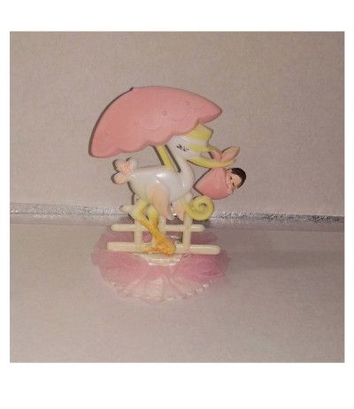 topper cicogna rosa- 15 cm