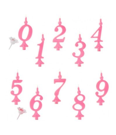 candelina rosa numero 7- 8 cm