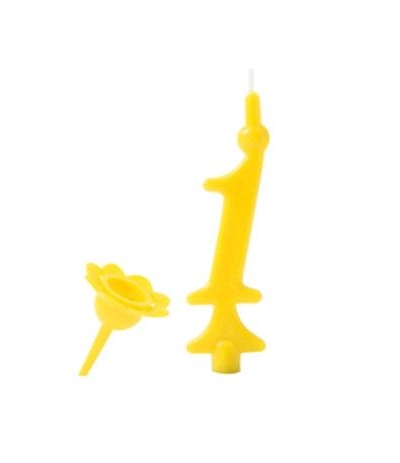 candelina gialla numero 1- 8 cm