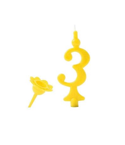 candelina gialla numero 3- 8 cm