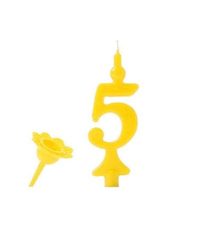 candelina gialla numero 5- 8 cm