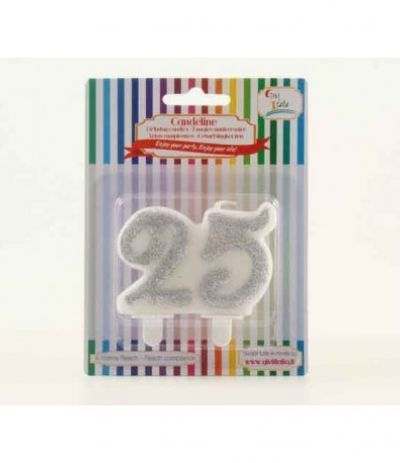 candelina 25 glitter unita- cm 5 h x 7