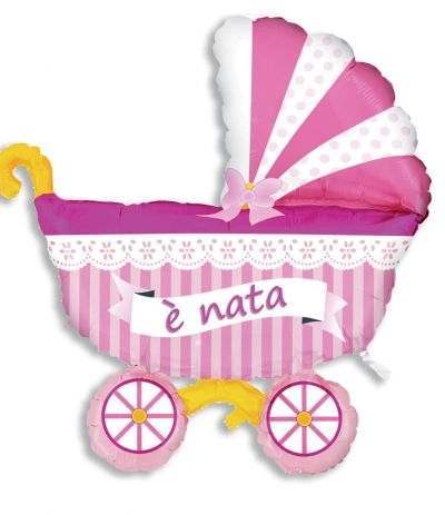 palloncino mini shape carrozzino rosa- 38 cm
