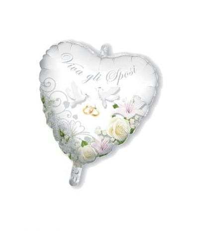 palloncino mylar cuore viva sposi- 45 cm