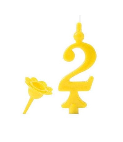 candelina gialla numero 2- 8 cm