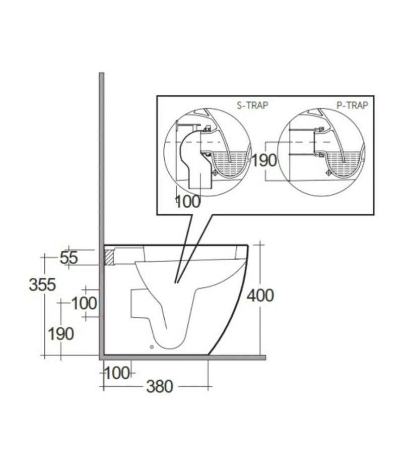 Vaso a pavimento filo muro con scarico MULTI RAK METROPOLITAN - (3)