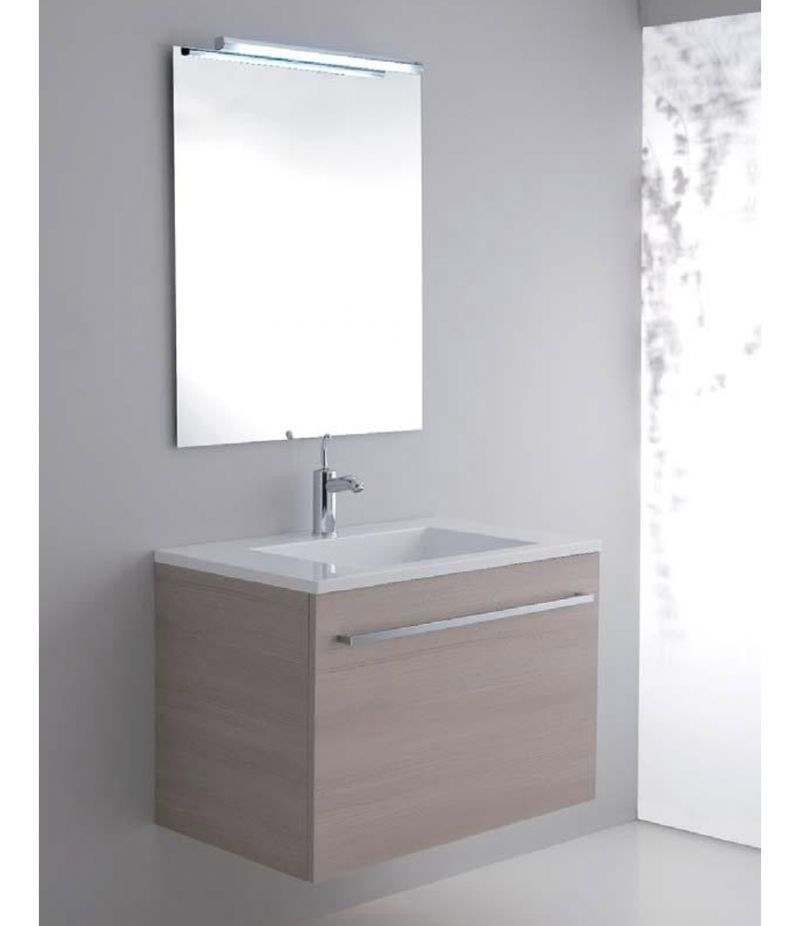 Mobile bagno ZEUS 80 cm beige con lavabo, specchio e lampada