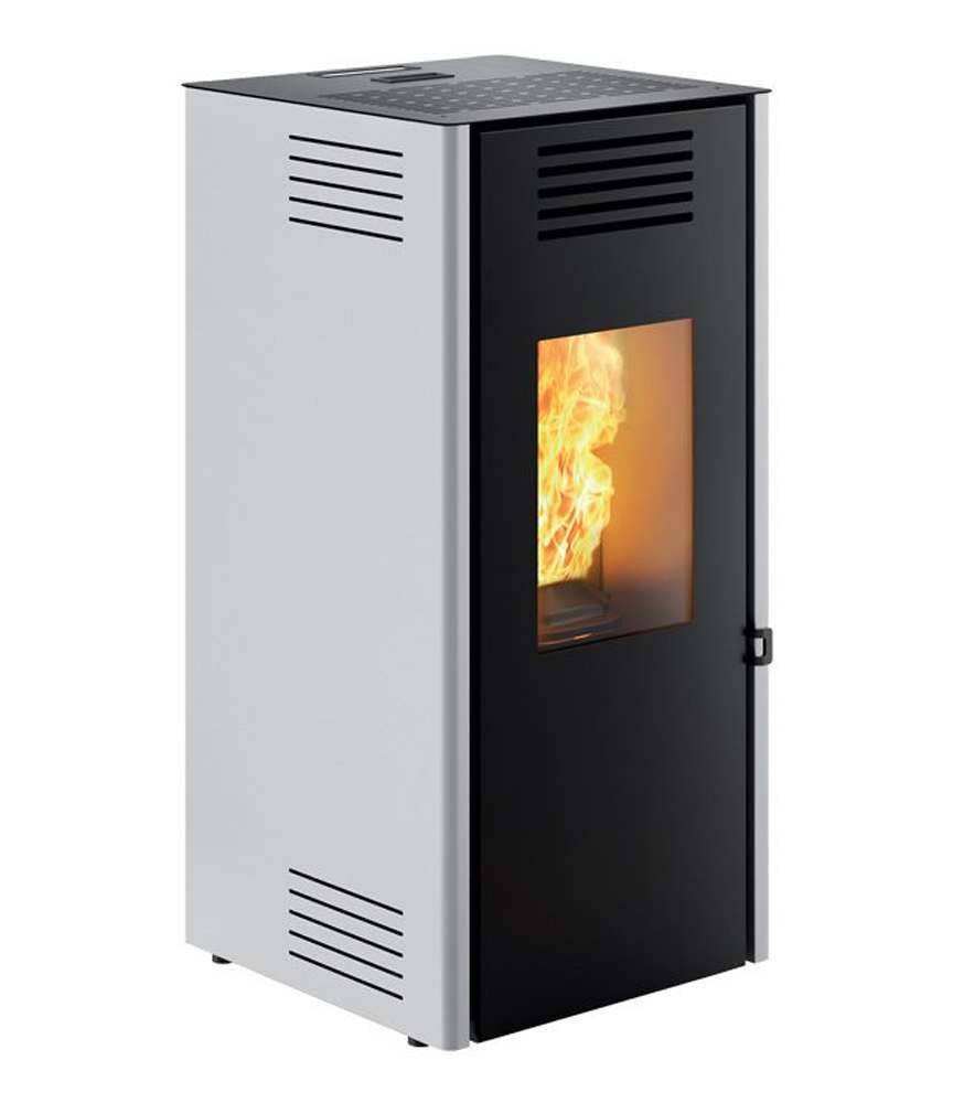 Stufa a pellet ad aria LATO 9 kW grigio metallizzato Caminetti Montegrappa  \u003e\u003e Zulli Ceramiche Shop