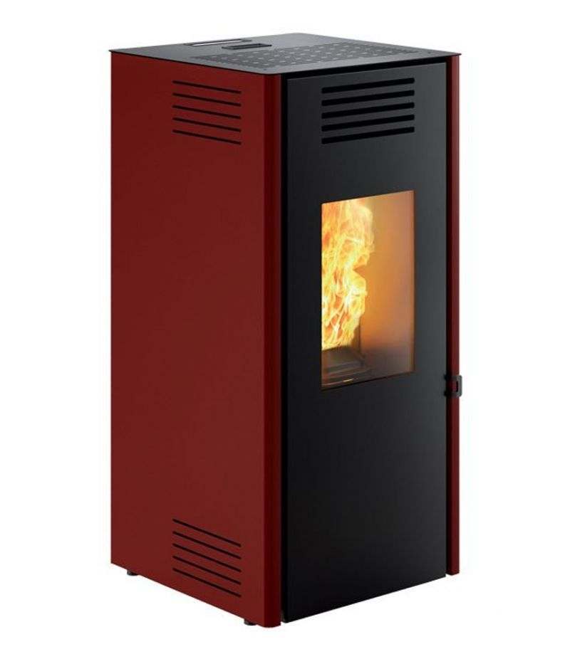 Stufa a pellet ad aria LATO 9 kW rosso Caminetti Montegrappa