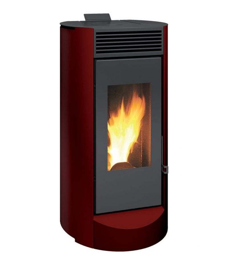 Stufa a pellet ad aria LANDA 9,5 kW rosso Caminetti Montegrappa