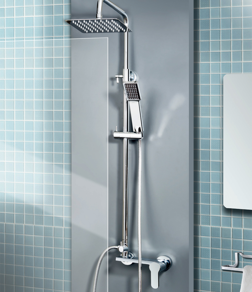 Gedy STAR PLUS 02 Colonna doccia gun metallo con rubinetto monocomando set soffione 3 posizioni, soffione doccia; flessibile 150 cm, estensibile 92-146 cm