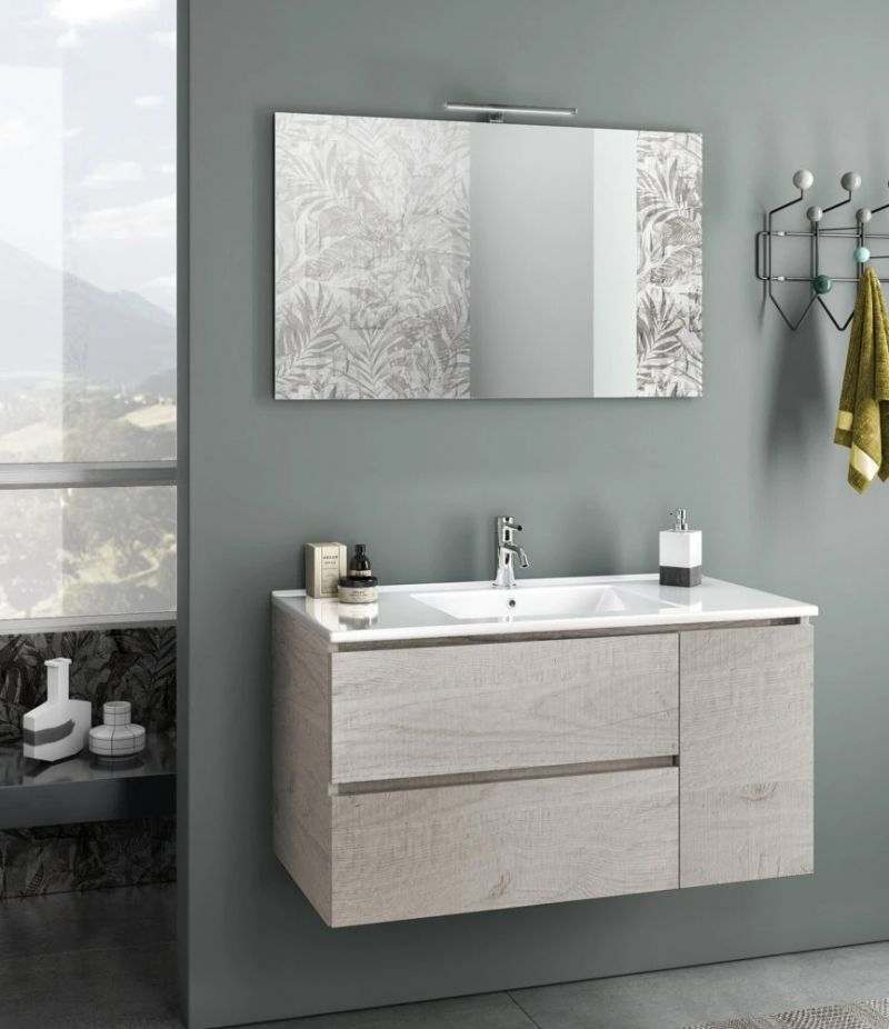 MOBILE LAVATOIO SOSPESO CON LAVABO IN CERAMICA 1 ANTA