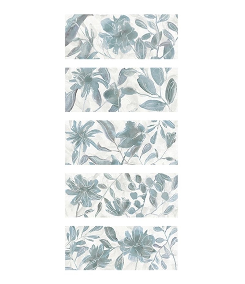 Rivestimento decoro GLAM FLOWER MIX GREY 20x50 cm ABITARE LA CERAMICA