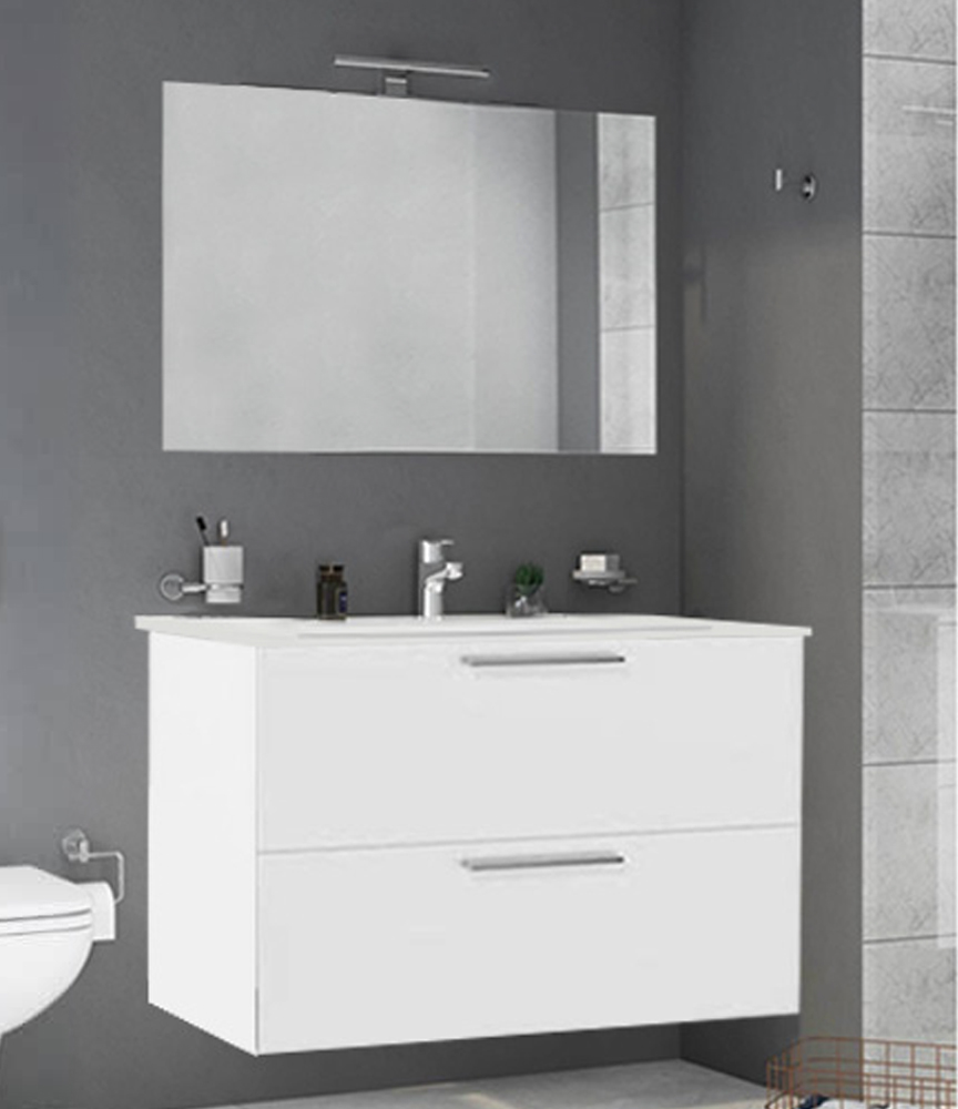 Mobile Bagno 80 cm con Lavabo in Ceramica, Armadio Bianco da Terra, Design Elegante, Facile da Installare - 80×47×90cm | Leroy Merlin
