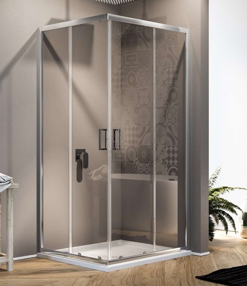 Box doccia 70x90 cm scorrevole in cristallo trasparente 6 mm 185h profili cromo SMART