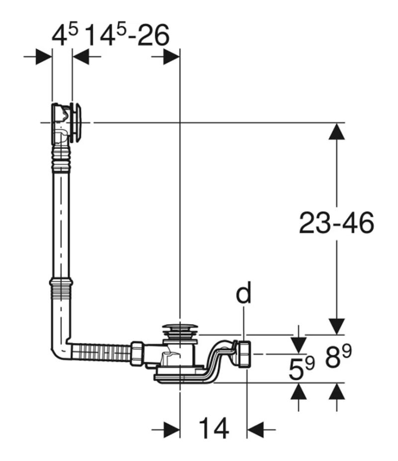 Sifone per vasca da bagno Geberit con azionamento a pressione PushControl con - (4)