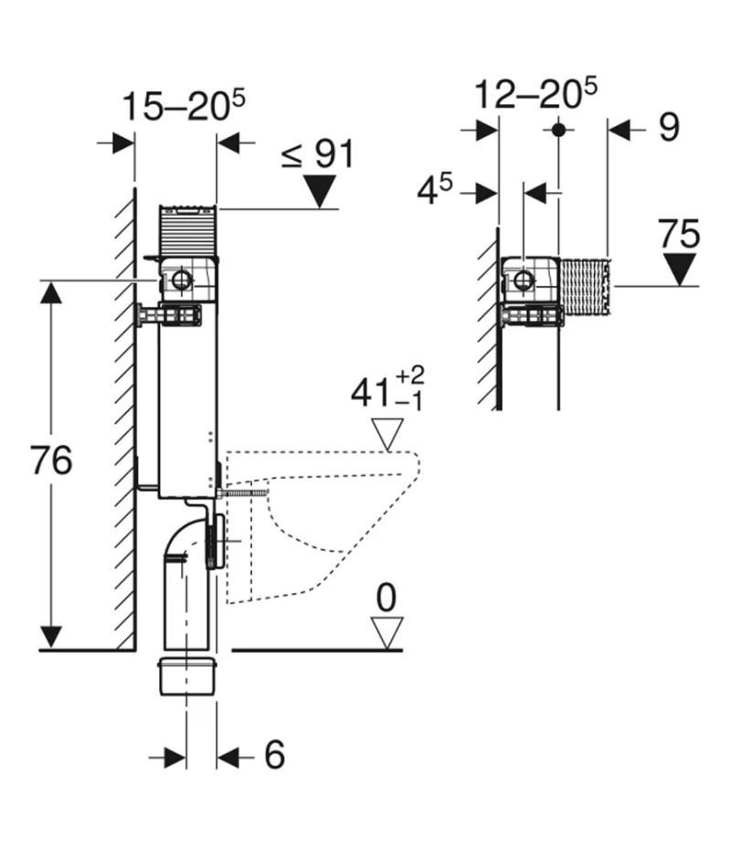Cassetta incasso GEBERIT per WC sospeso 82 cm con cassetta di risciacquo da incasso OMEGA 12 cm - (4)