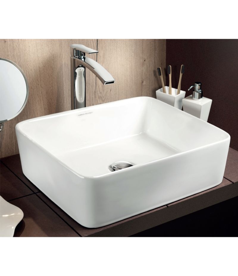 Lavabo da appoggio 48,2x37 cm AGIM rettangolare soprapiano bianco lucido