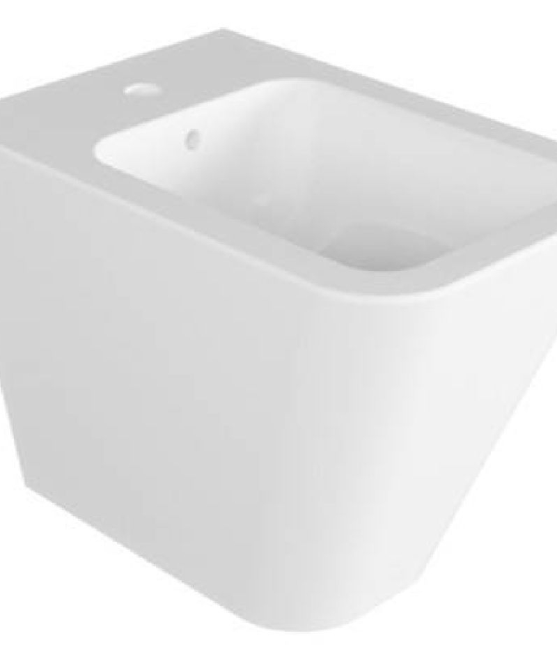 Ceramica azzurra Bidet Build filomuro cm. 55x36 scarico traslato bianco lucido