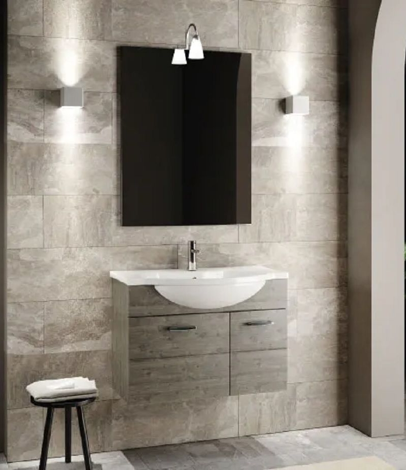 Composizione da bagno sospesa linea Ambra modello Baffo