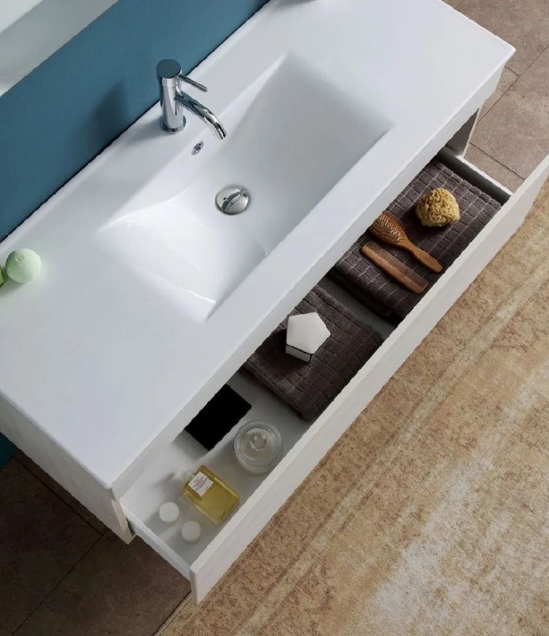 Comp. Bologna 120  Rovere Bia C/Lavaboin porcellana specchio c/lampada led