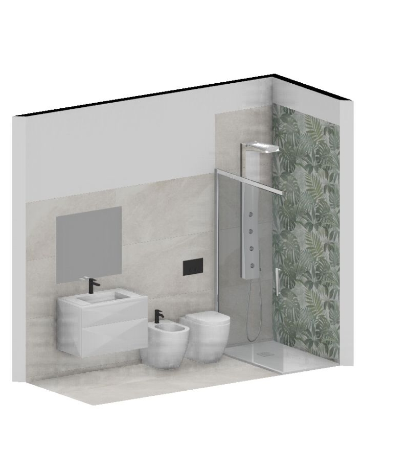Bagno Completo di tutto finitura effettoCemento e Foliage