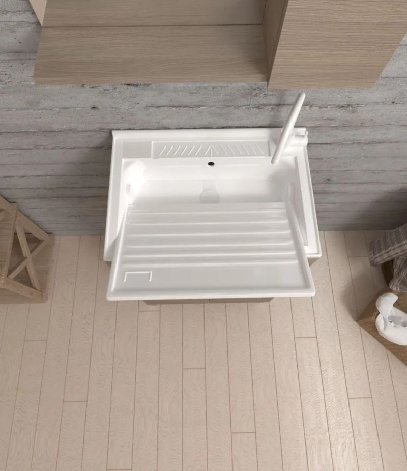 Mobile Lavatoio 50x50 Rovere moca con tavola lavapanni - (4)